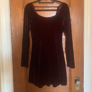 Velvet Long-Sleeve Skater Dress